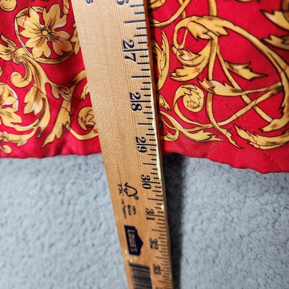 ADAM DOUGLASS Vintage Size 6 1990's Red Quilted Gold Baroque Silk Blazer Jacket - Picture 11 of 12